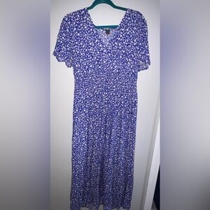 Blue and white floral maxi dress